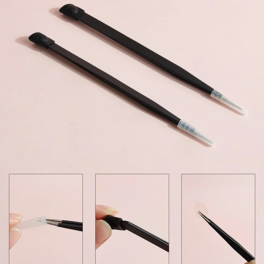 1個 ブラック精密ネイルアートピンセット - ラインストーン、デカール、ネイルデコレーション用ステンレススチールストレートチップツール