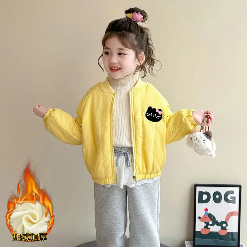 لطيف هريرة الأطفال معطف دافئ سميك خريف شتاء 2025 جديد الكرتون أنيمي معطف الموضة النسخة الكورية ملابس الفتيات الناعمة #4