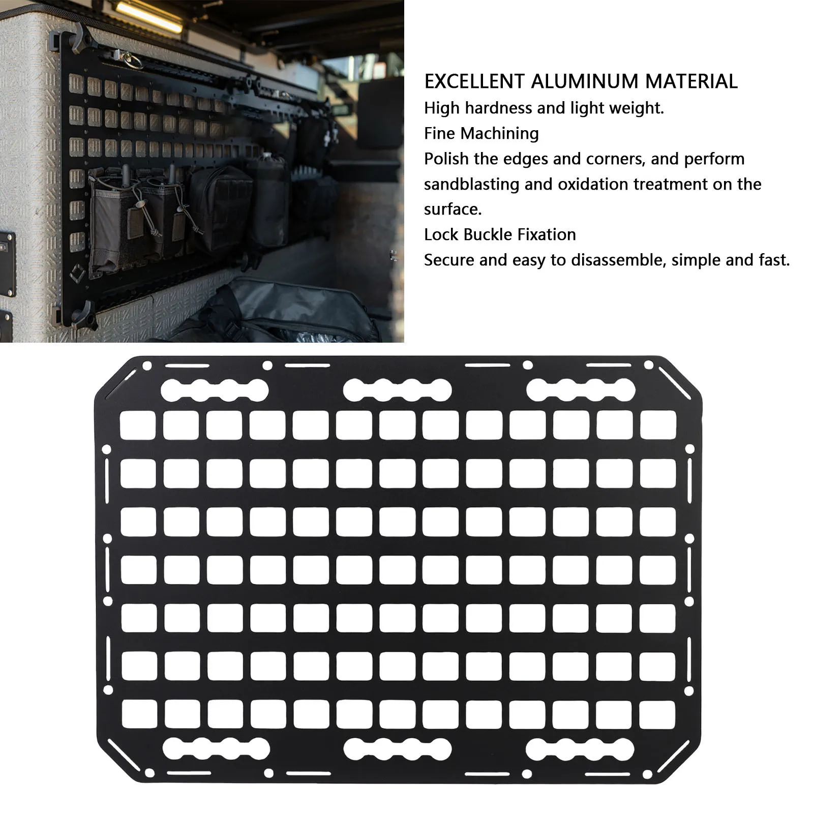 15 x 21.26 x 0.08in Truck Bed Panel Multifunctional Aluminum Slick Finish Vehicle Roof Side Storage Rack Panel