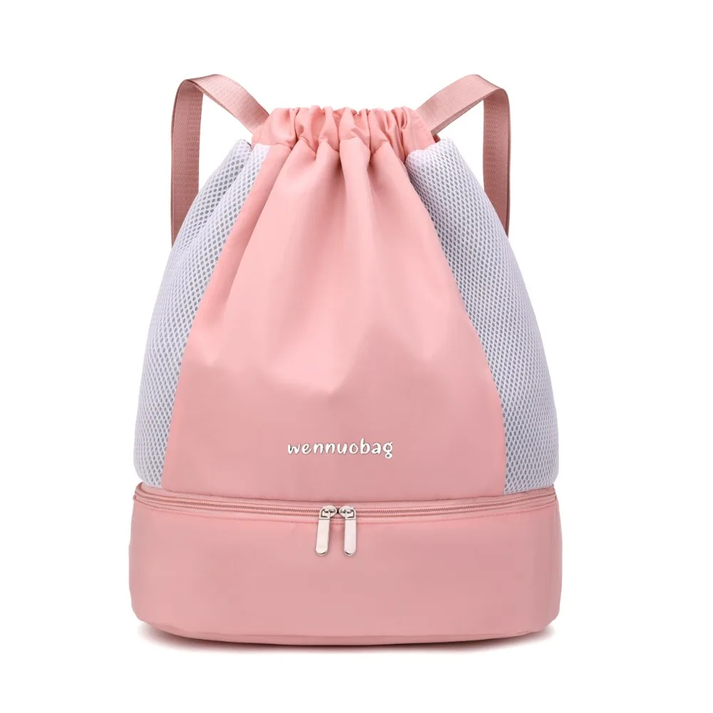 Fashion Oxford Drawstring Backpack Cinch String Casual Sports Gym Bag Water-Resistant Dry and Wet Separation Travel Bag School