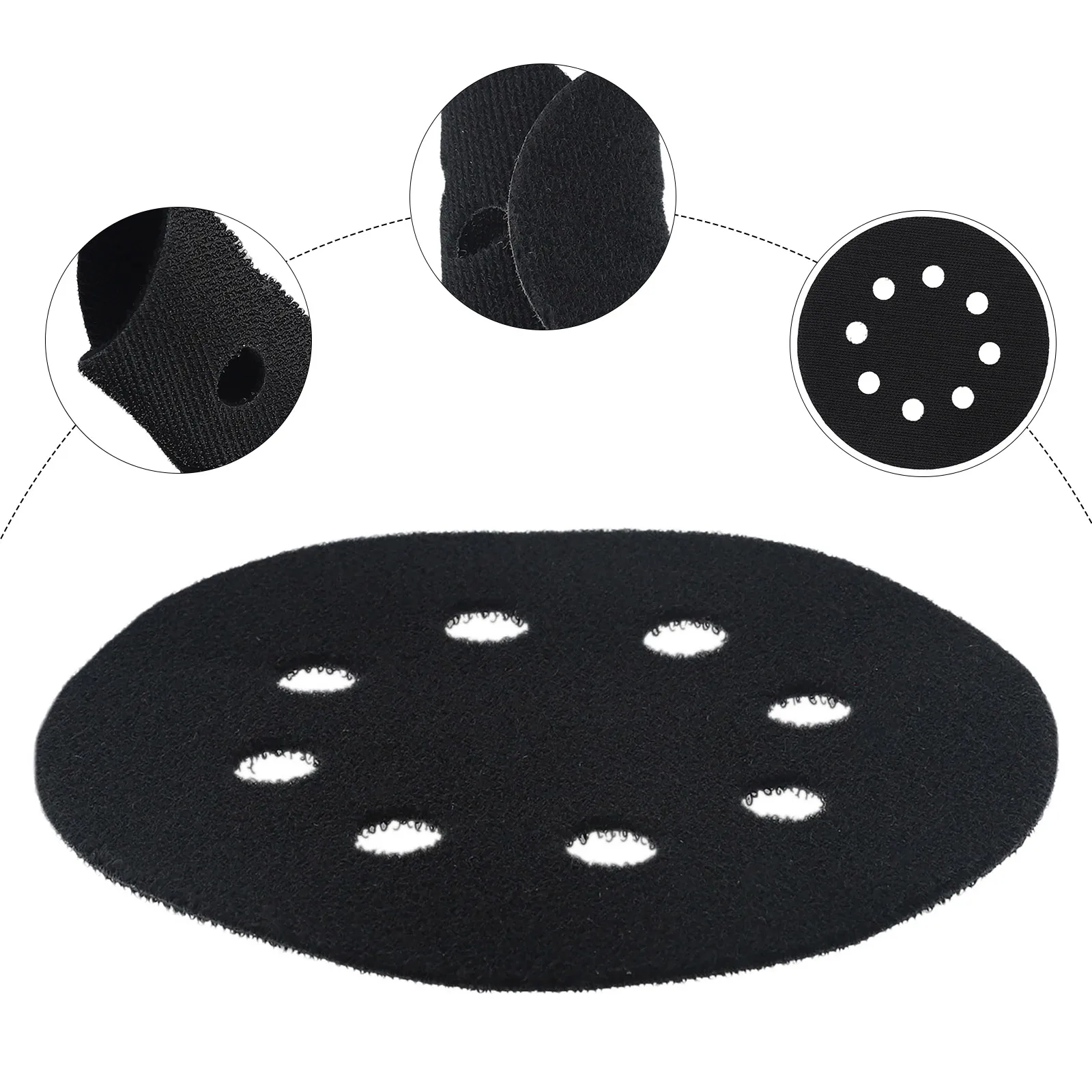 5 Inch Interface Pad 8-Hole Ultra-Thin Protection Discs Sanding Pad Sponge Hook And Loop Backing Pad For Sander Polisher