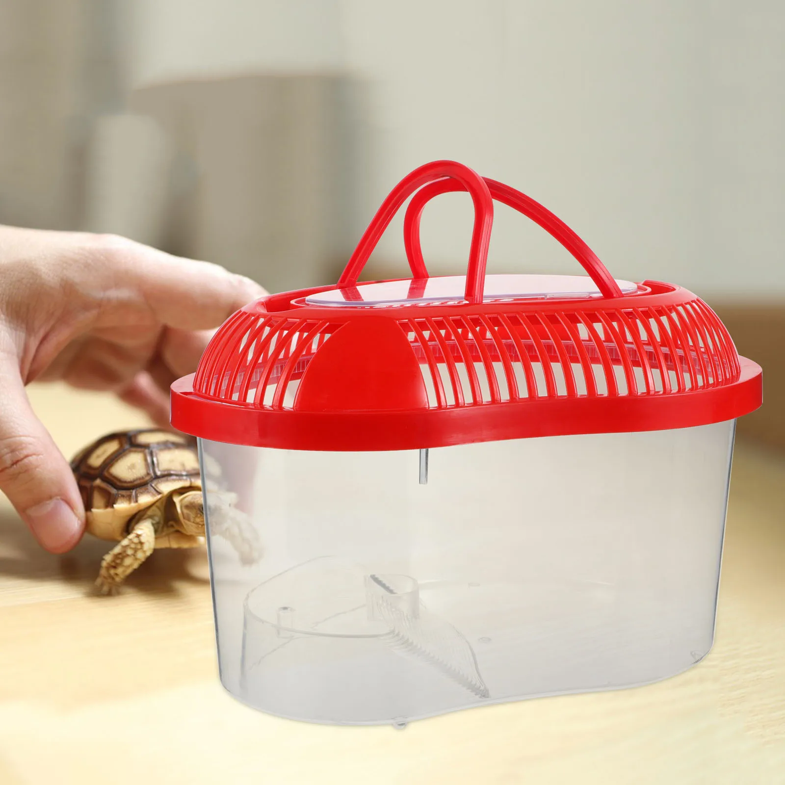 

1pcs Pet Travel Box With Handle Portable Reptile Carrier Ventilated Small Aquarium For Turtle Crab Gecko Breeding Habitat Case