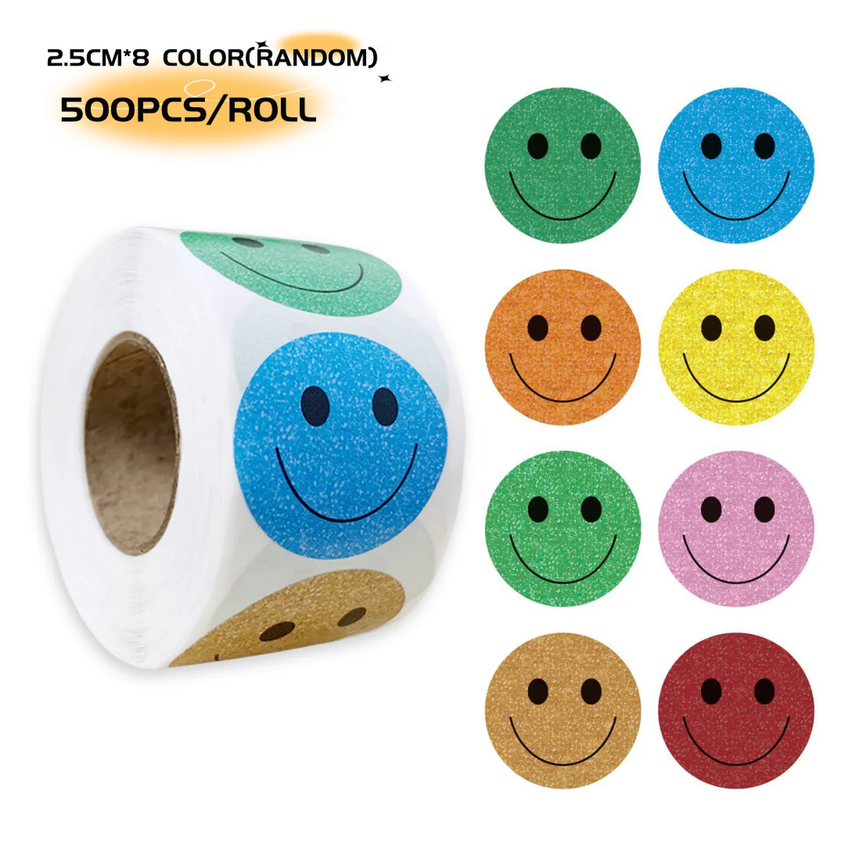 500pcs Happy Face Paper Stickers Round Stationery Stickers Suitable for Teachers Parents Classroom Learning Rewards Gift