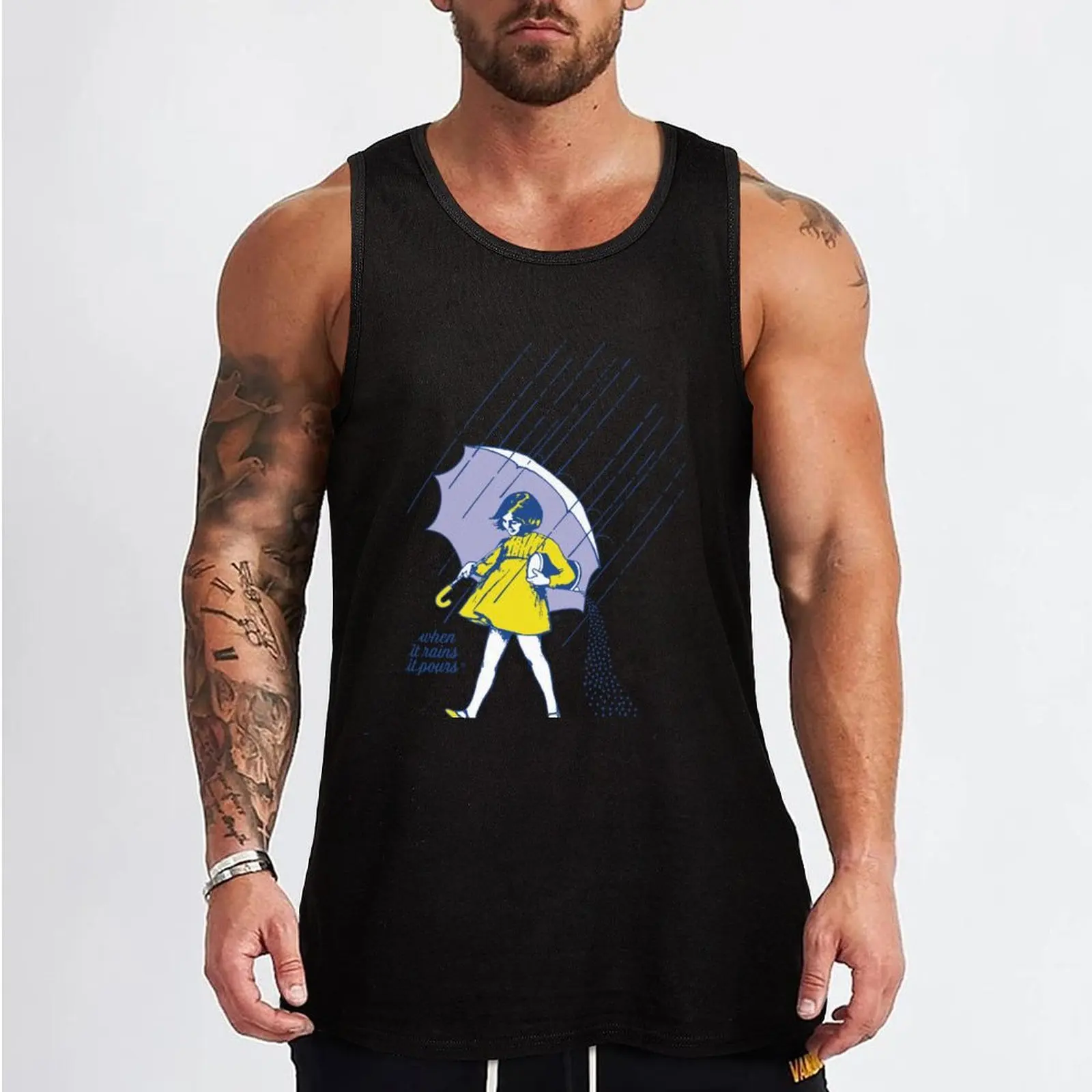 Morton Salt Girl 1968 Mascot Classic Logo Tank Top vests for men mens clothing mens gym clothes