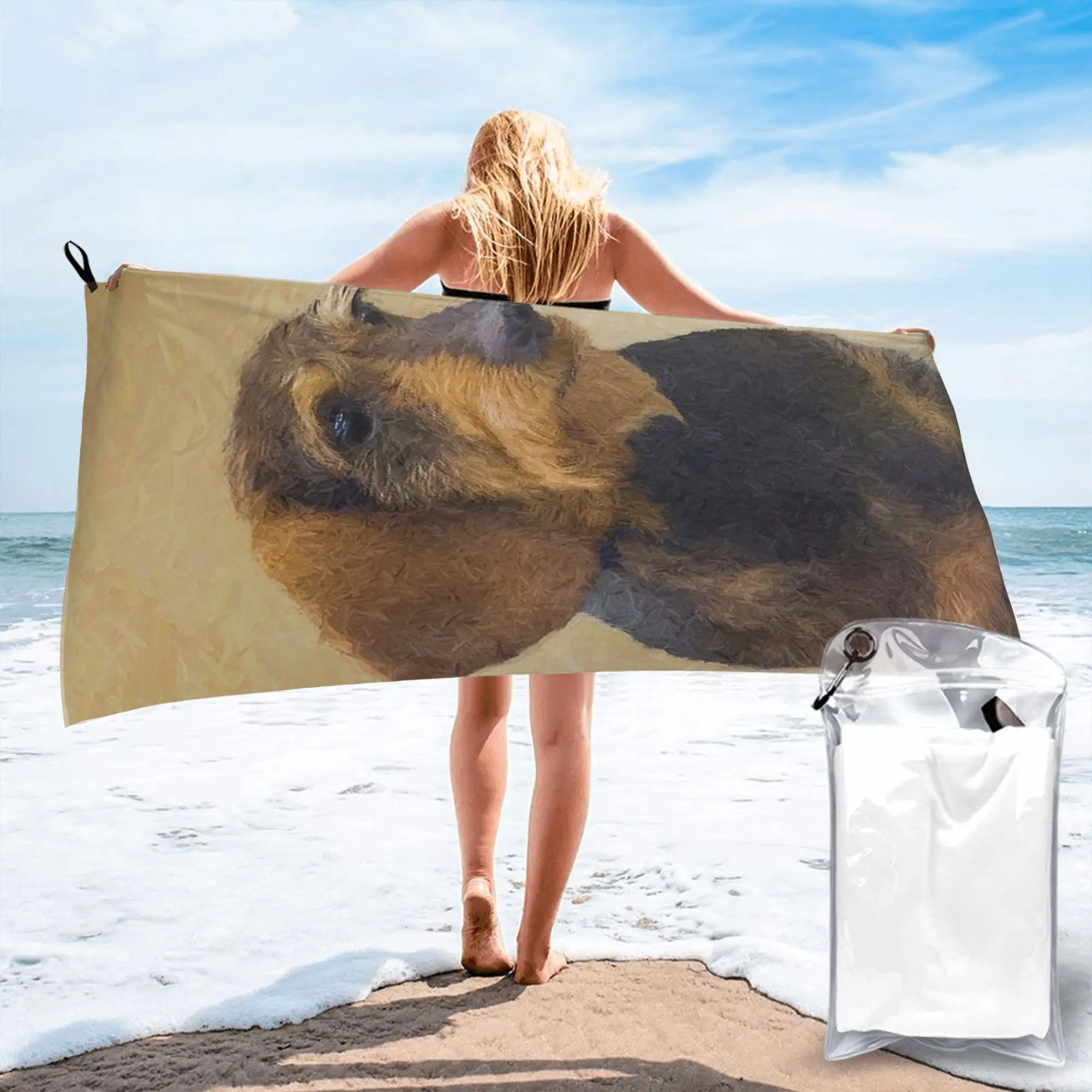 Dachshund (Wirehaired Beach Towel Soft Microfiber Quick Dry Absorbent Quick Towels For Swimming