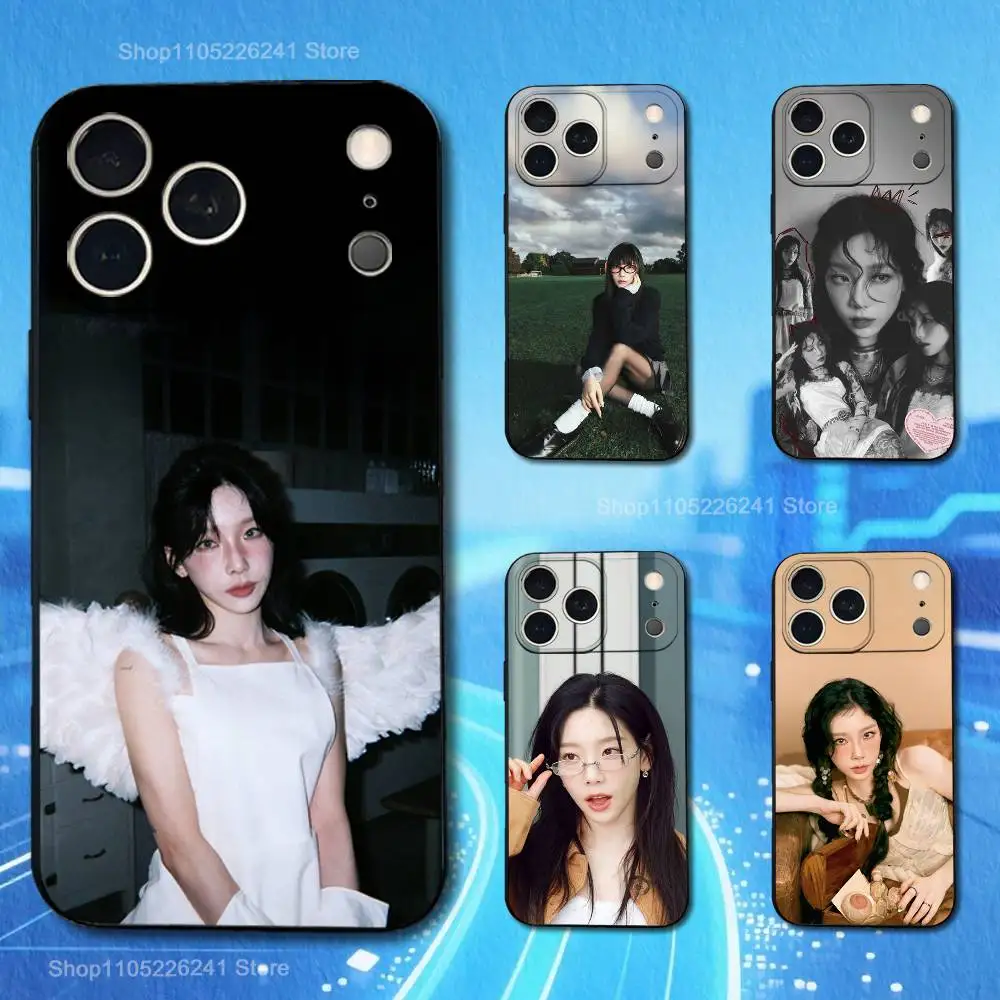 

Singer T-Taeyeon-ES Cute Phone For iPhone 13,12,15,14,11,16,17,Plus,Pro Max,XS,X,XR,SE,Mini,8,7,Soft Silicone Black