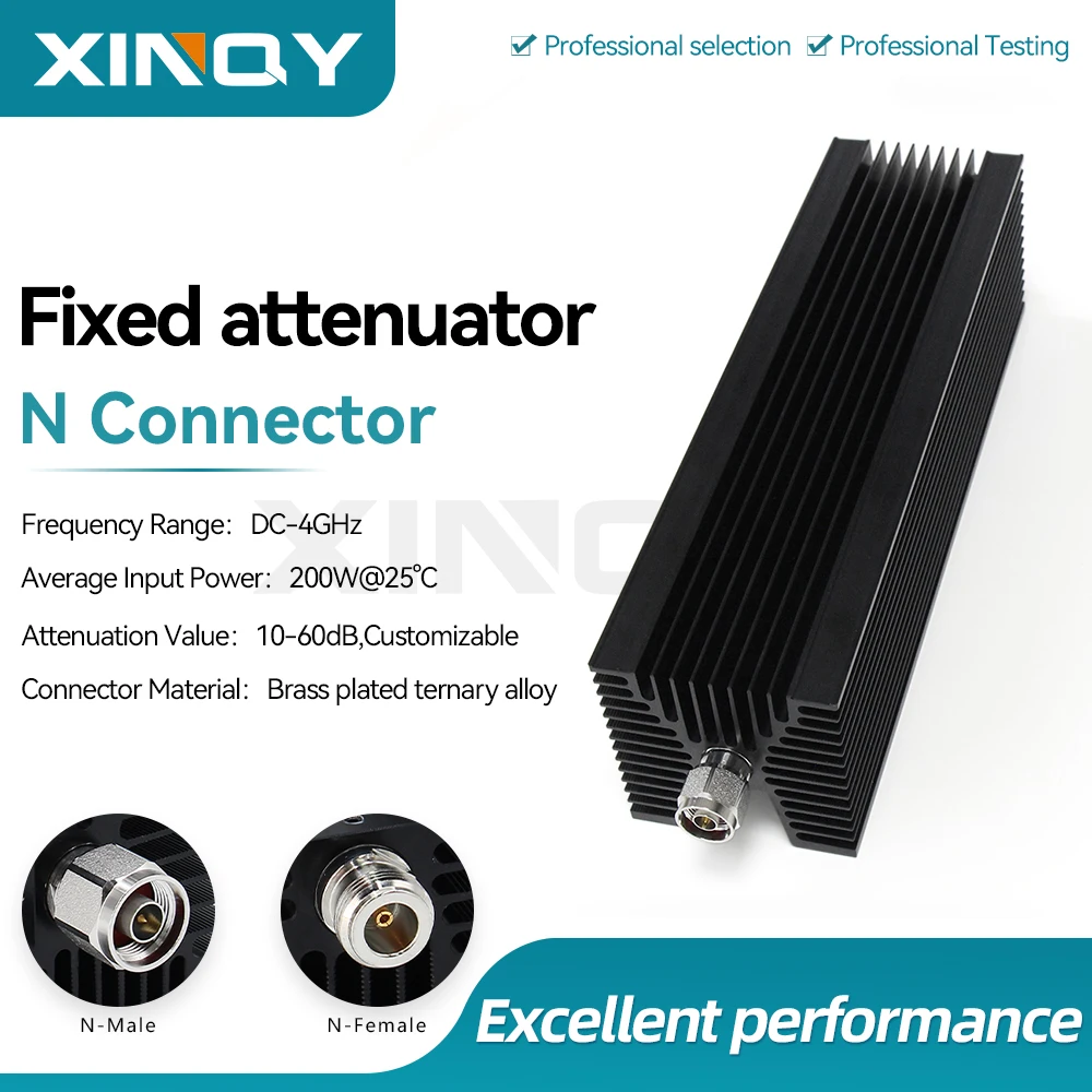 XINQY 300W High Power DC-4GHz N-Type Female-to-Female (N-JK) RF Attenuator, Available in 10dB, 15dB, 20dB, 30dB, 40dB, 50dB, 60dB Signal Attenuation