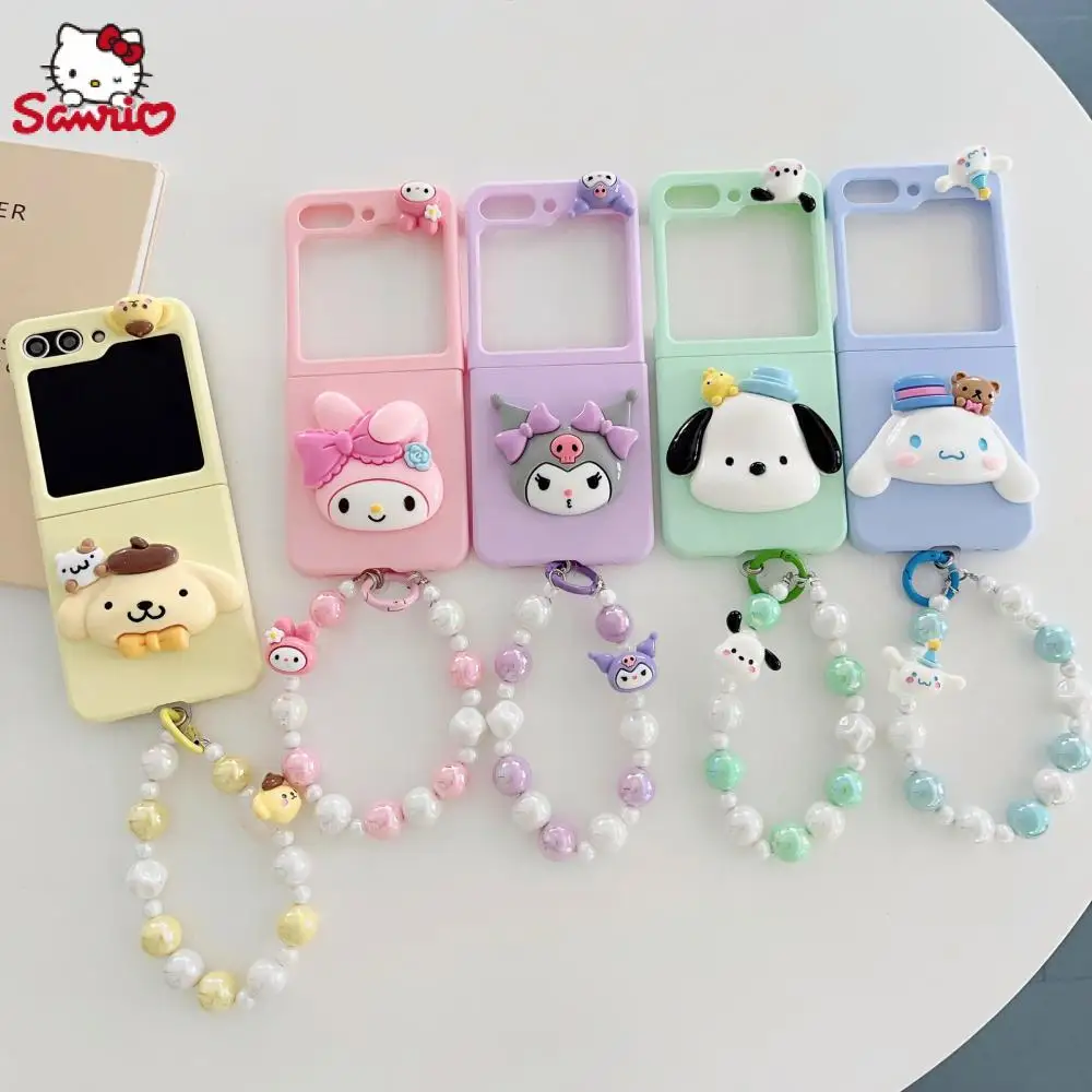 Etui Sanrio Kuromi Cinnamoroll na telefon Samsung Galaxy Z klapką 5 4 3 Flip5 Flip4 Flip3 5G moje melodie pokrowce Z bransoletką