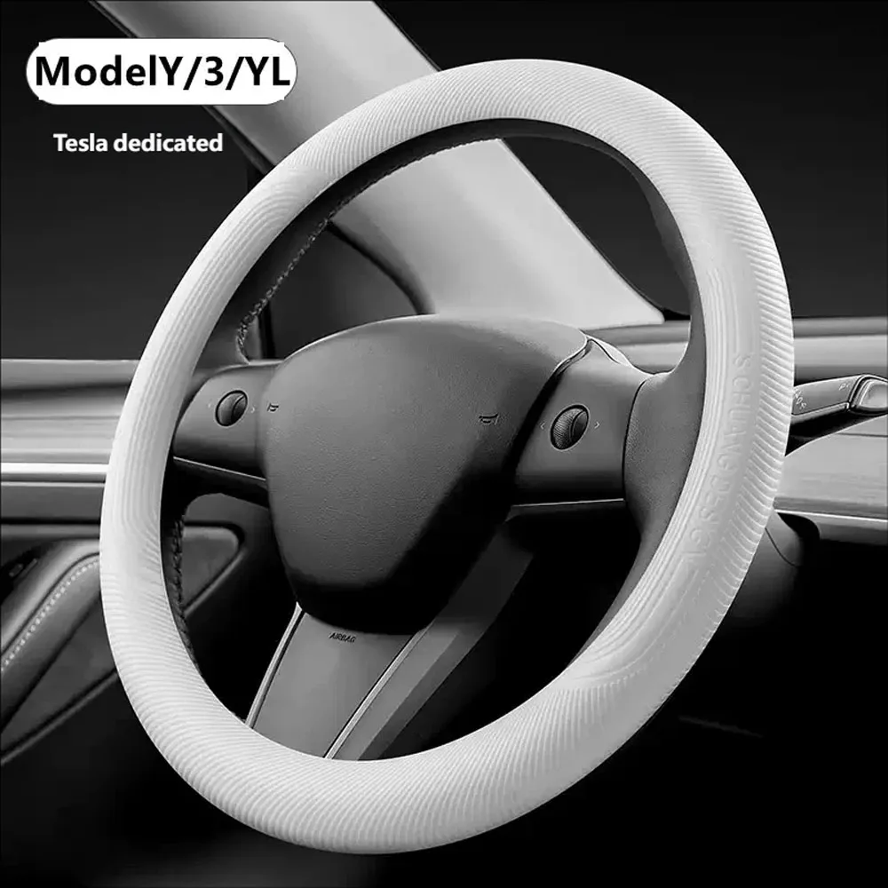 

For Tesla Model 3/Y/YL Steering Wheel Cover All Season Universal Deer Suede Sports Steering Wheel Cover