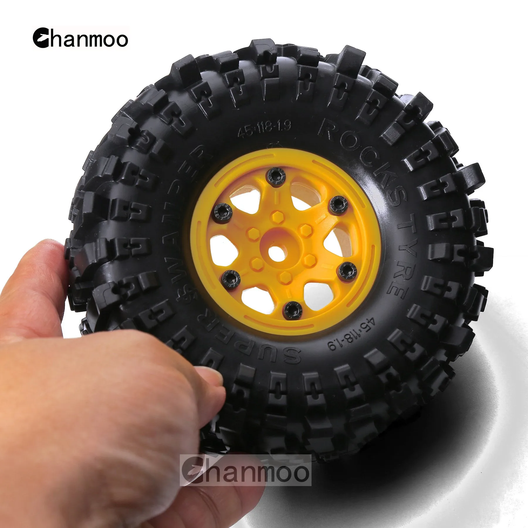 1.9インチ RCクローラー用ラバータイヤ＆プラスチックホイールリムセット 1/10 Axial SCX10 90046 AXI03007 TRX4 RBX10 Redcat Gen8 Traxxas 4WD D90対応