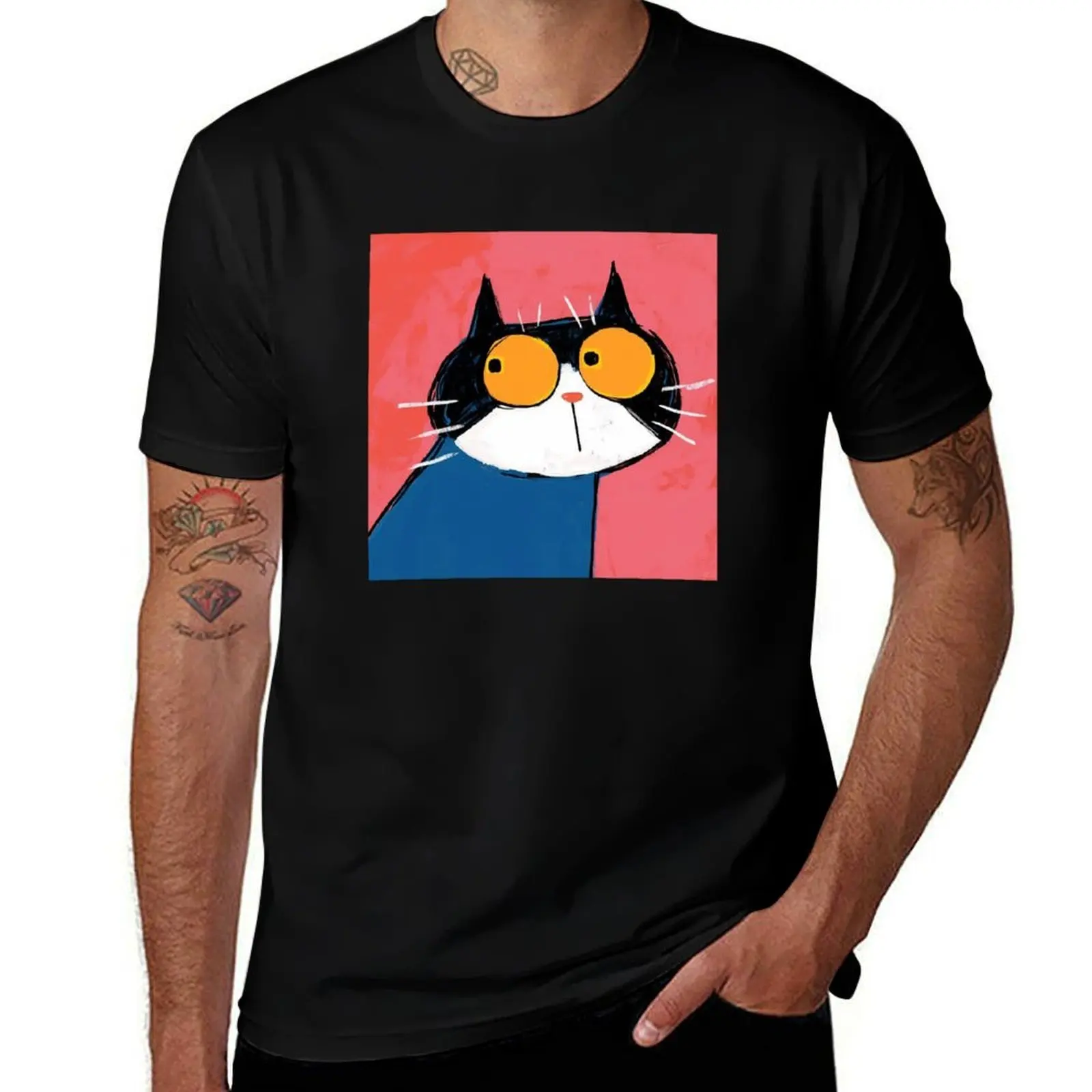 

Tuxedo cat / Bicolor cat with big eyes T-Shirt Man t-shirt new edition customizeds plus sizes mens big and tall t shirts