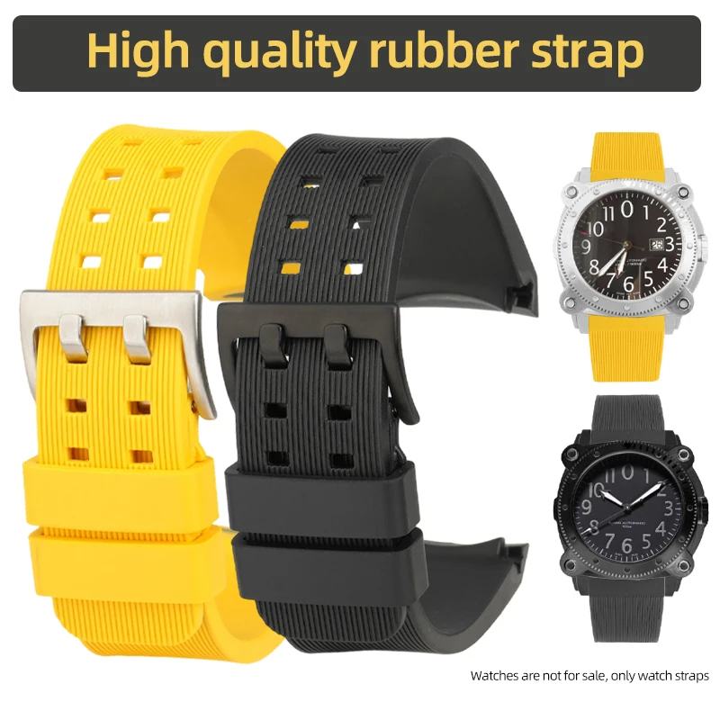 

High quality rubber strap for Hamilton Khaki Navy series H785850 H785050 bracelet men khaki automatic 1000m watchband 24mm black