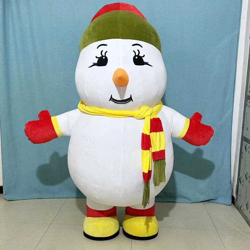 Giant Inflatable Cute Fat Snowman Mascot Costume Anime Adult Walking Suit for Halloween Christmas Fancy Parties
