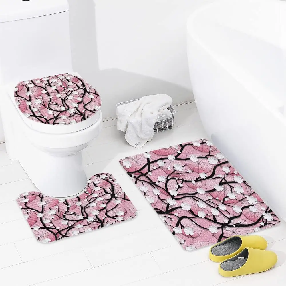 

Non-Slip Bath Mat, 3 Piece Bathroom Rug Set, Italian Symbols Historical Places Famous Food And Tricolour Art, Soft Toilet Mat