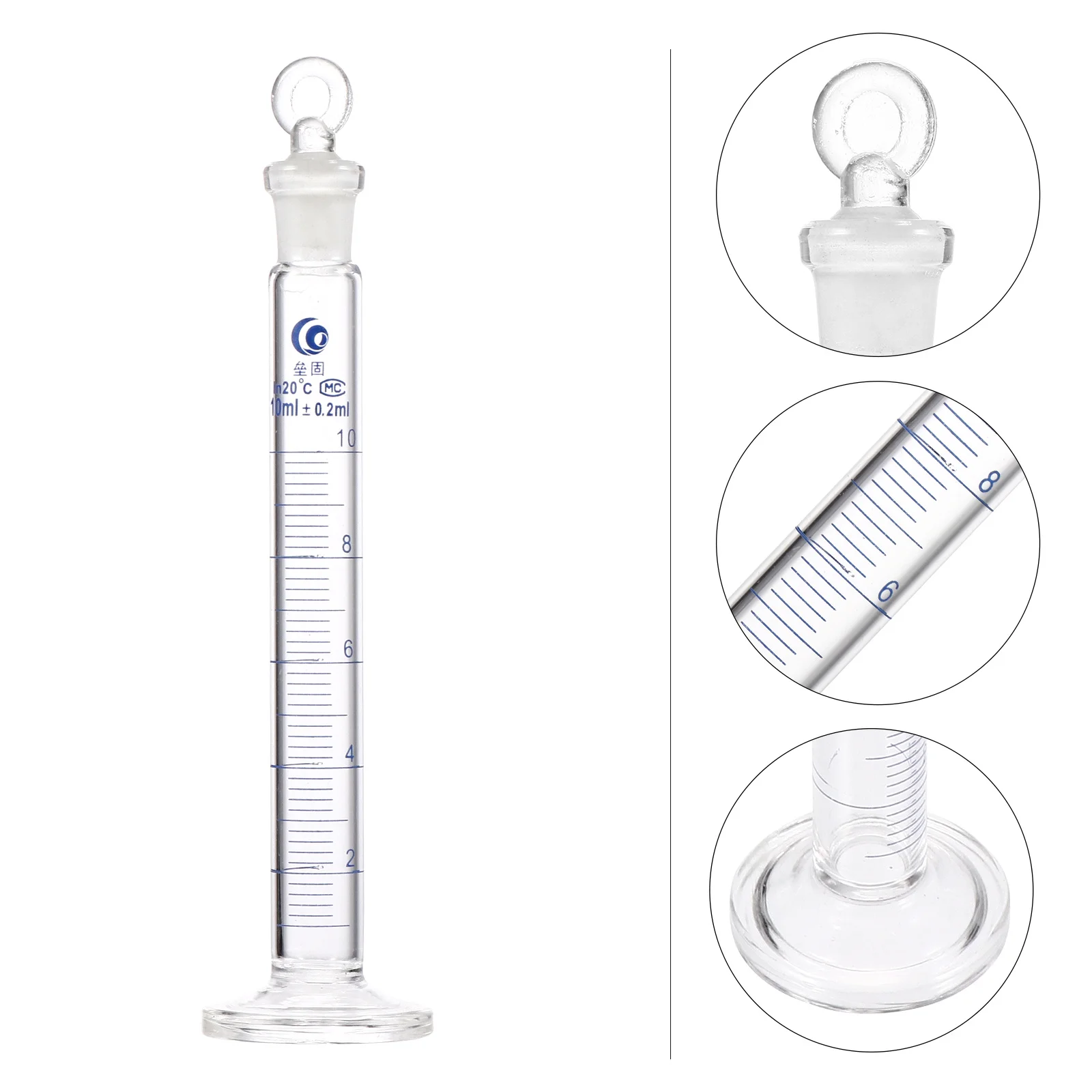 

1Pcs Thickened Glass Measuring Cylinder 10Ml Graduated Cylinder Stopper Leak Resistant Chemical Reagent Safe
