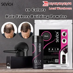 Sevich 10 colori Fiber di costruzione dei capelli Spray 100g cheratina fibra dei capelli ricarica ugello applicatore pompa per capelli costruzione bottiglia di fibra