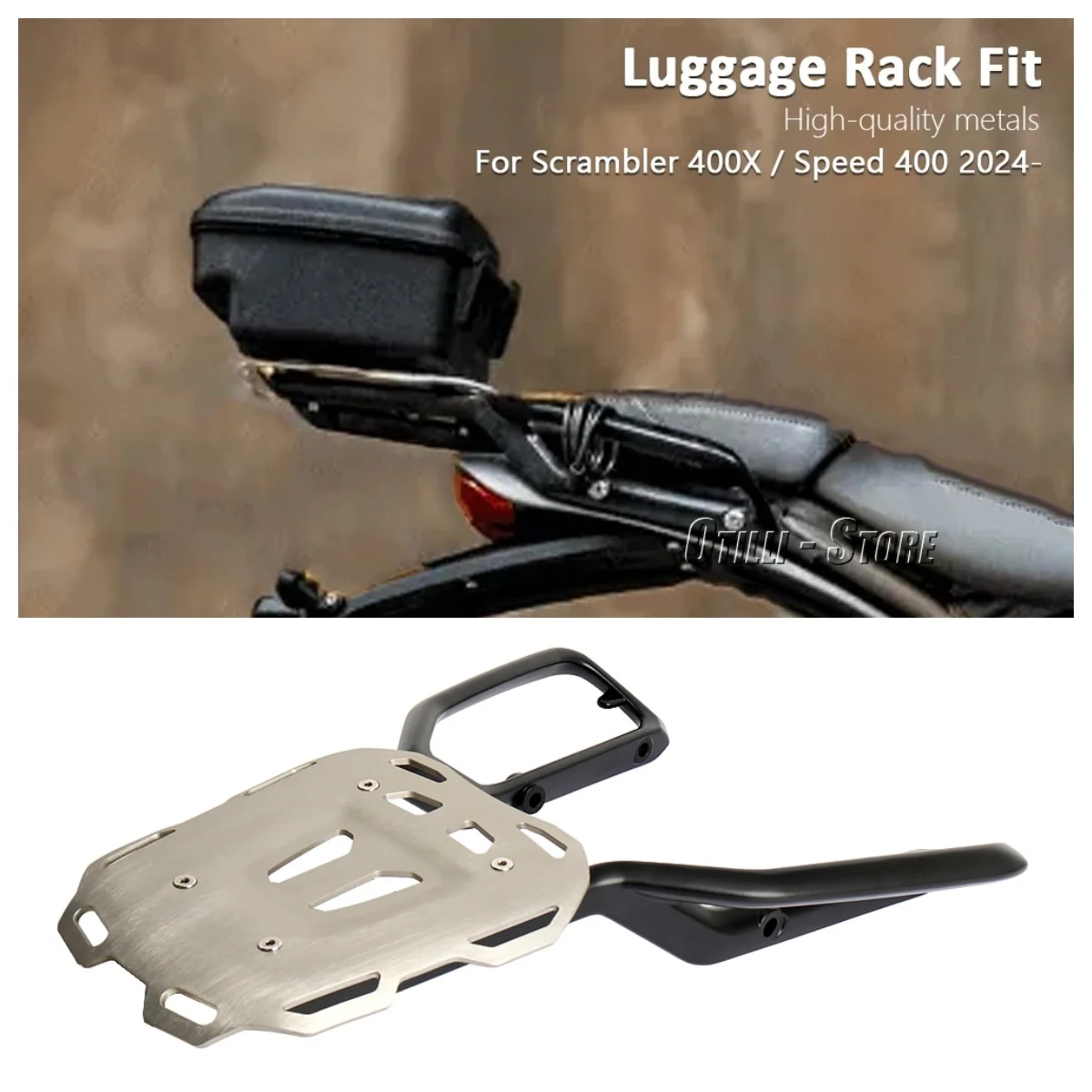 New Motorcycle Rear Luggage Carrier Rack For Speed 400 Scrambler 400X Speed400 2024 2025 Tail Cargo Bracket Storage Box Support