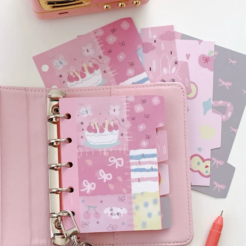 4 قطعة/المجموعة الوردي القوس M5 & A7 مقسم ، فضفاضة ورقة غطاء الكتاب الوسادة الداخلية ، دفتر جدول كتاب دفتر مؤشر الصفحة #6