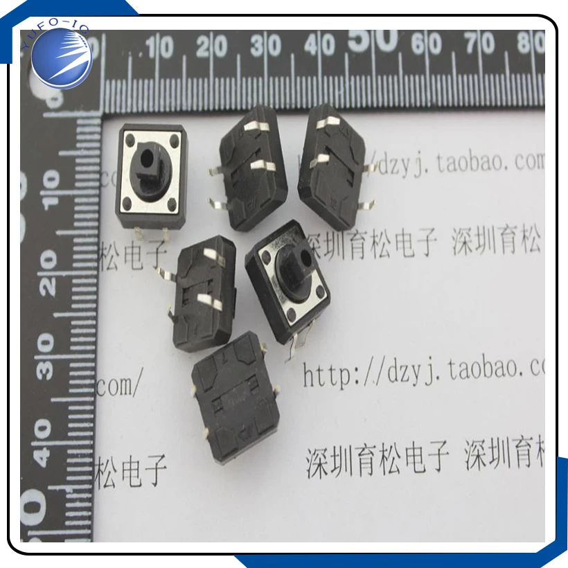 10PCS/LOT 12*12*7.3 micro switch black square touch switch Tactile Push Button switch 12*12*7.3MM