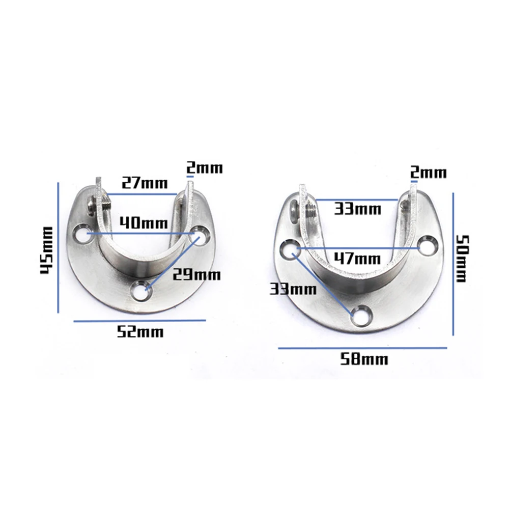 

4 Pcs Holder Stainless Steel Coat Rod Base Wardrobe Tube Sockets Support