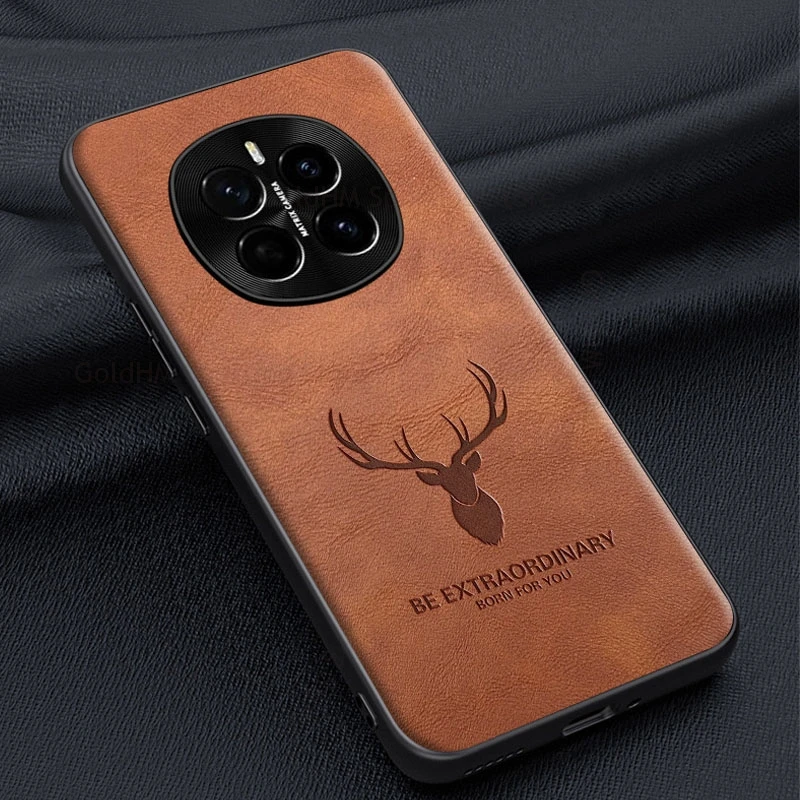 3D Cartoon Elk Deer Head Leather Phone Case For Honor Magic 7 Pro Metal Lens Protector Soft Silicone Cover For Magic 7 Pro Capa