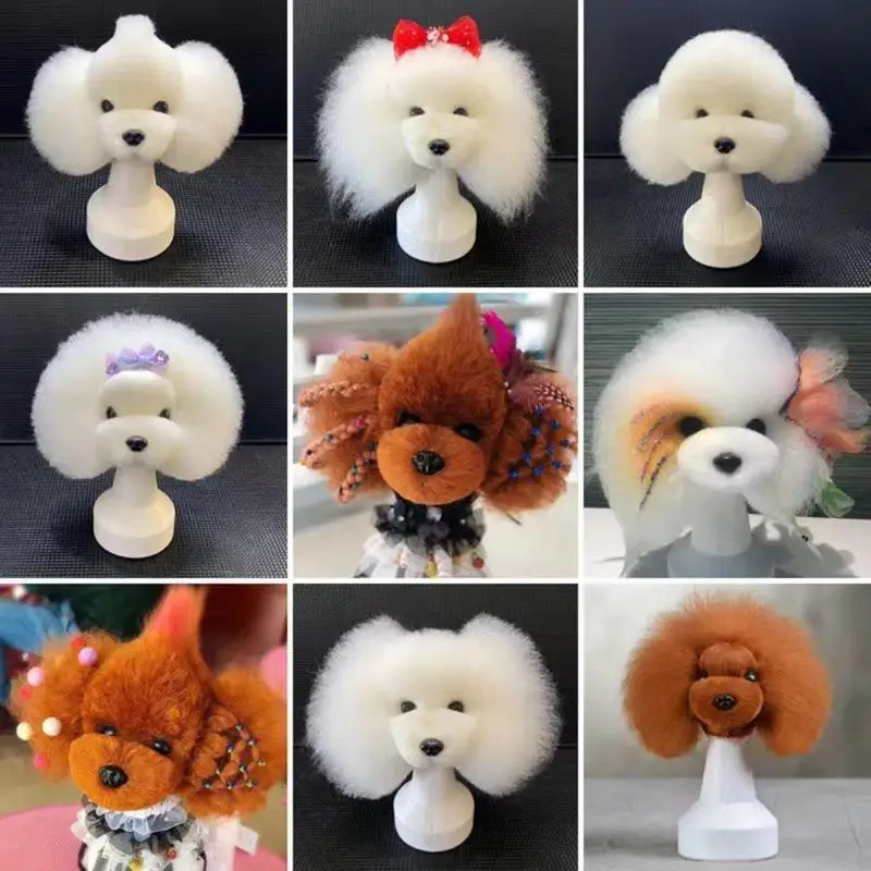 Professional Pet Styling Practice Hairpiece Dog Head Model Grooming Training JOMD
