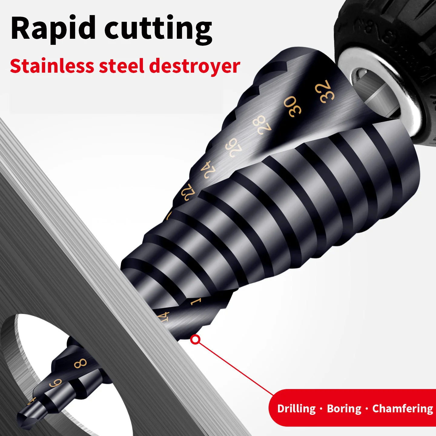 Tower drill bit - Industrial-grade spiral metal hole opener - Stainless steel - Special for high hardness applications