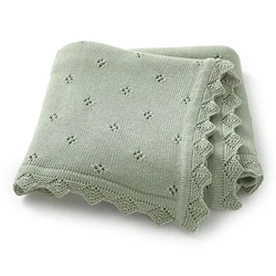 Cotton Baby Blankets Knit Infant Stroller Swaddle Soft Fashion Ruffles Wrap Newborn Boys Girl Bed Quilt 90*70CM Hollow Out Plaid
