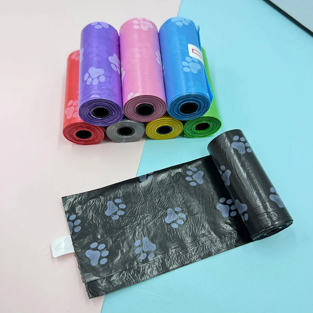 8pcs Degradable Pet Dog Waste Poop Bag With Printing Doggy Bag Degradable Pet Waste Clean Poop Bags Dog Up Clean Bag Dispenser