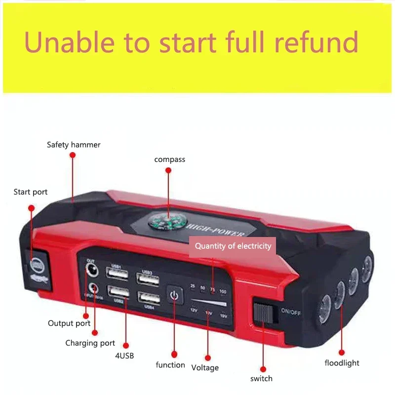 Car Jump Starter Starting Device Battery Power Bank 12V98000mAh Jumpstarter Auto Buster Emergency Booster Car Charger Jump Start