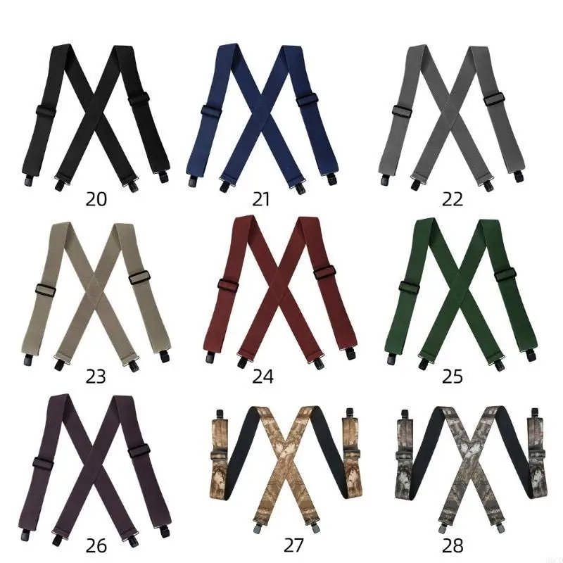 

M6CD Popular 5cm Width Suspenders for Men Women with 4 Clip and High Elastic Straps