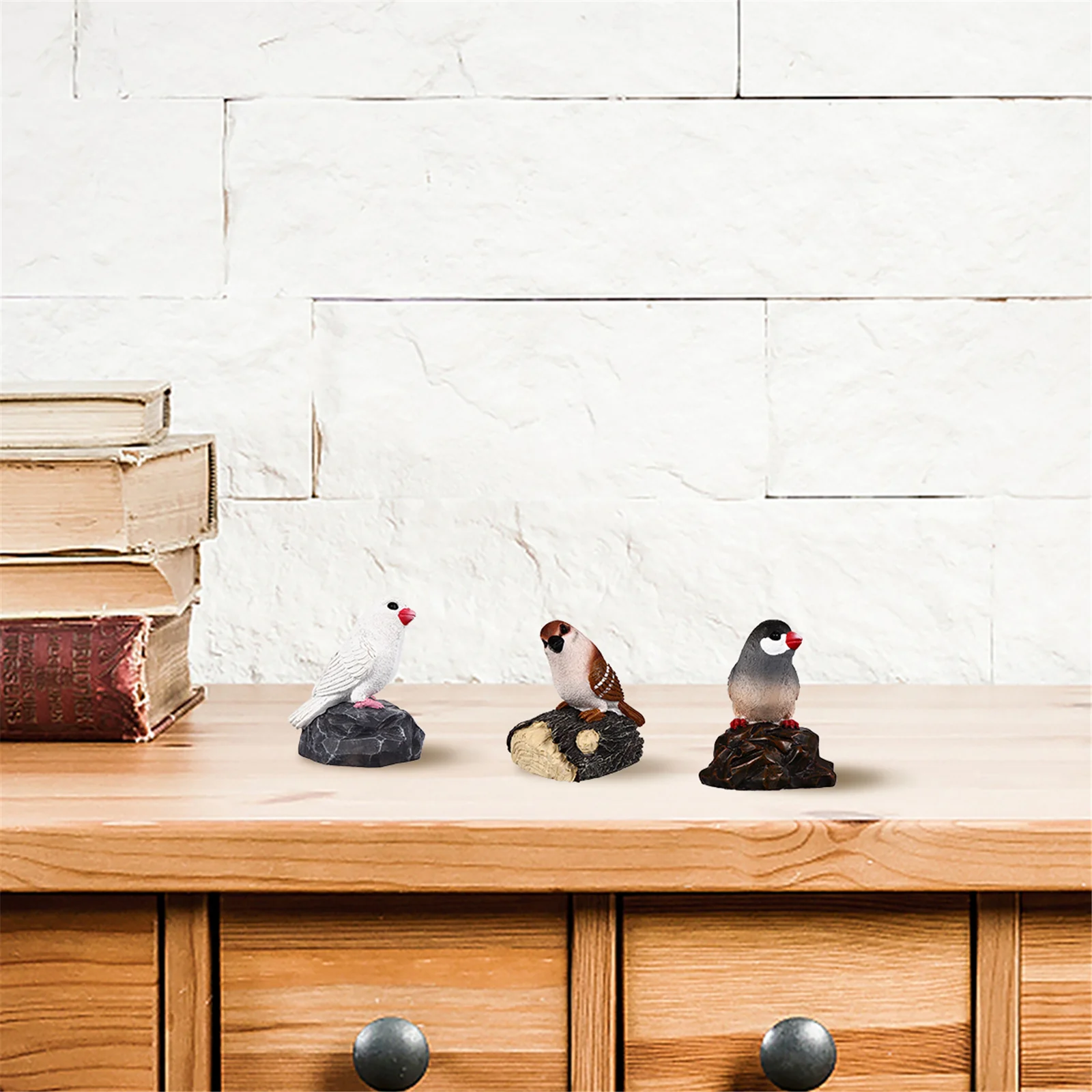 

3Pcs Simulation Bird Resin Yard Decoration Realistic Creative Garden Adornments Lifelike Artificial Bird Ornament