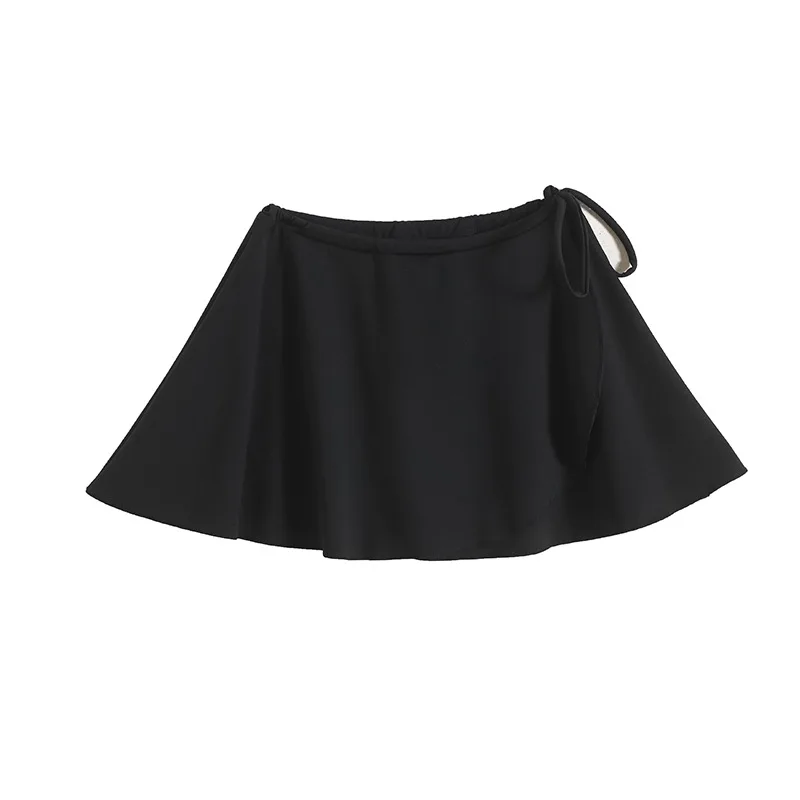Women Mini Skirt Overlay with Tie Waist Ruffle A-Line Short Skirt for Yoga Leggings Summer Gym Workout Cover Up