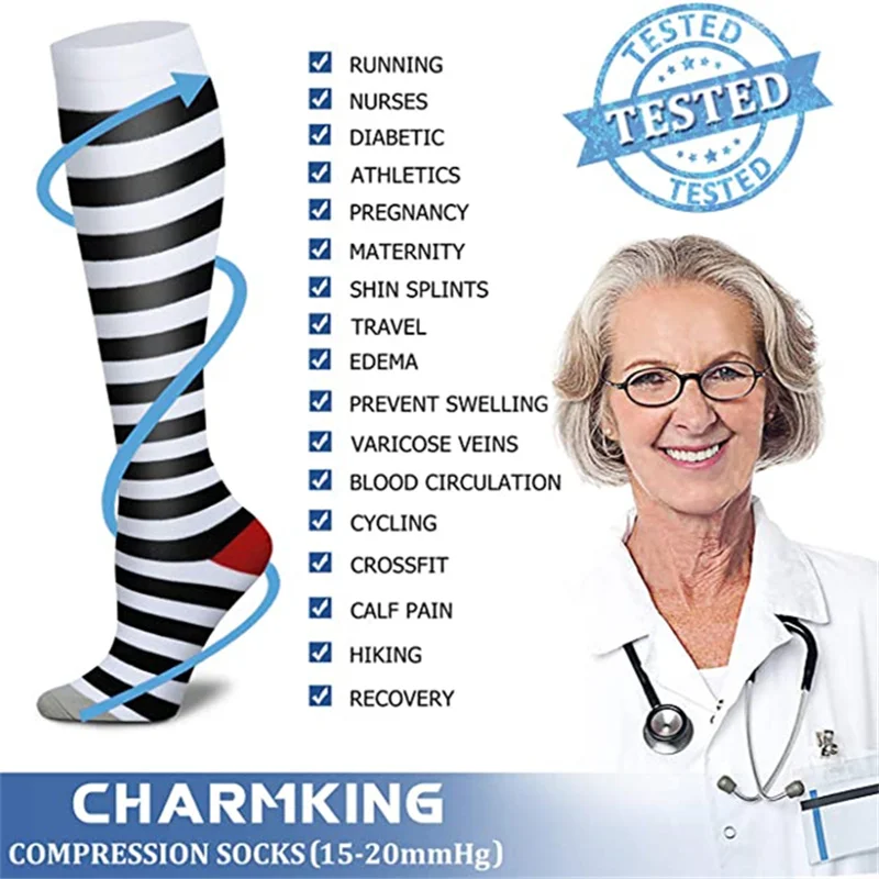 20 Styles Compression Stockings 20-30 Mmhg Medical Nursing Varicose Veins Edema Diabetes Pregnancy Socks Unisex Golfs Men Sport