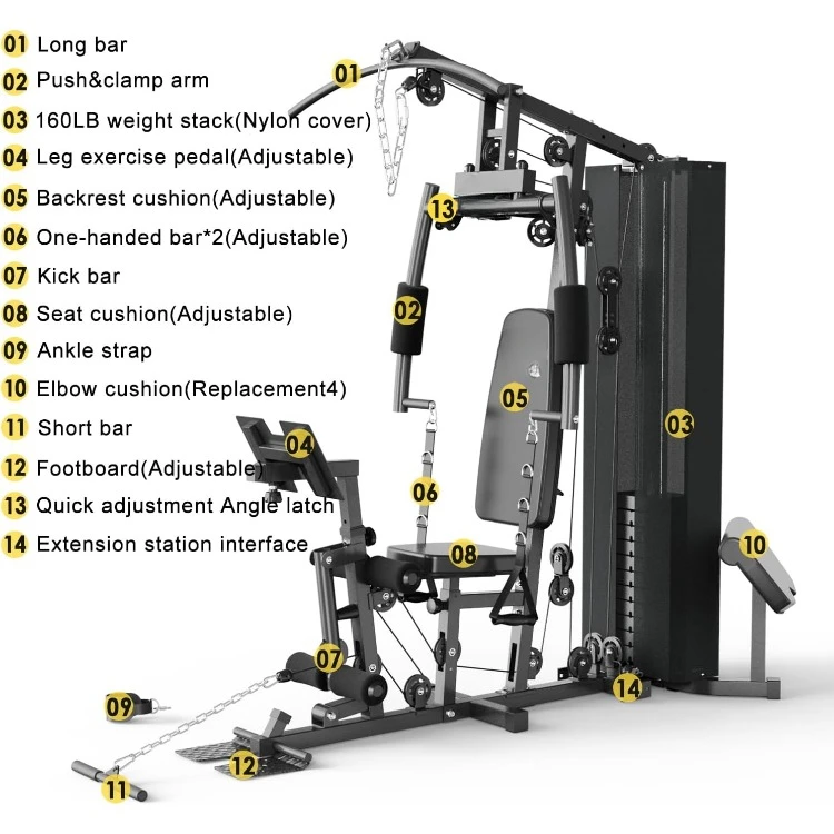 Equipo multifuncional de gimnasio en casa de cuerpo completo para entrenamiento en casa