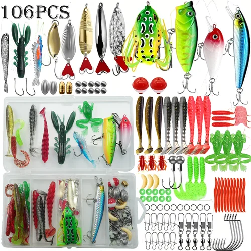 Imagen 2 del producto Kit de Señuelos de Pesca para trucha, Lucio, lubina, multiseñuelo, aparejos en capas, caja de aparejos de equipo profesional, 83/106/133/227/409 Uds.