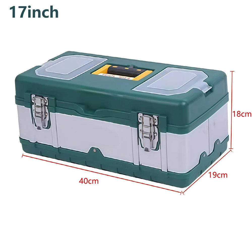 صندوق تخزين الأدوات مقاس 17 بوصة مزود بمزالج معدنية - شديد التحمل للكهربائيين والمنزل ورشة عمل #6
