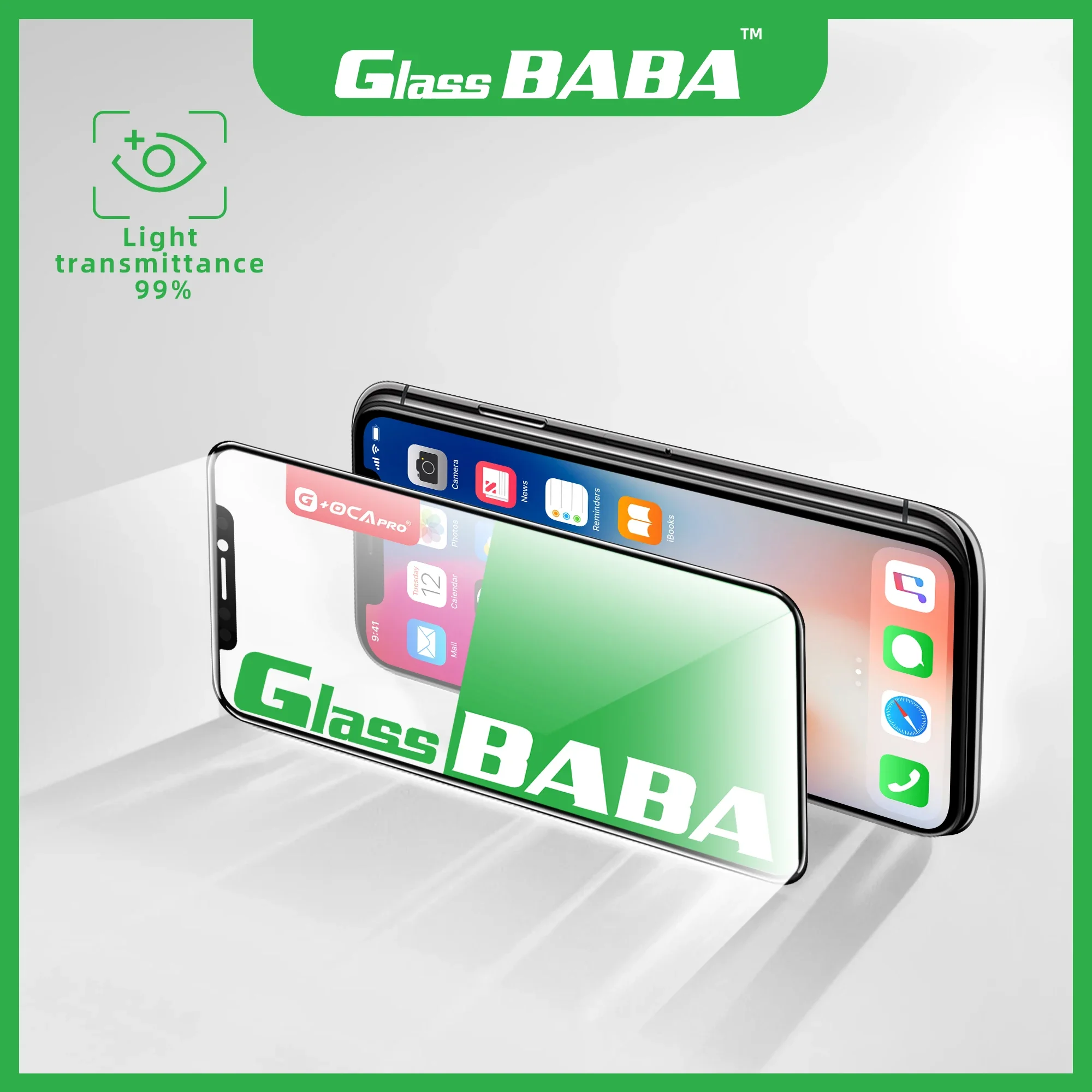 10PCS G+OCA  BABA GLASS  High Quality 2 in 1 Glass+OCA 1:1  For iPhone 12 13 11 14 plus pro max mini X XS XR MAX LCD touch lens