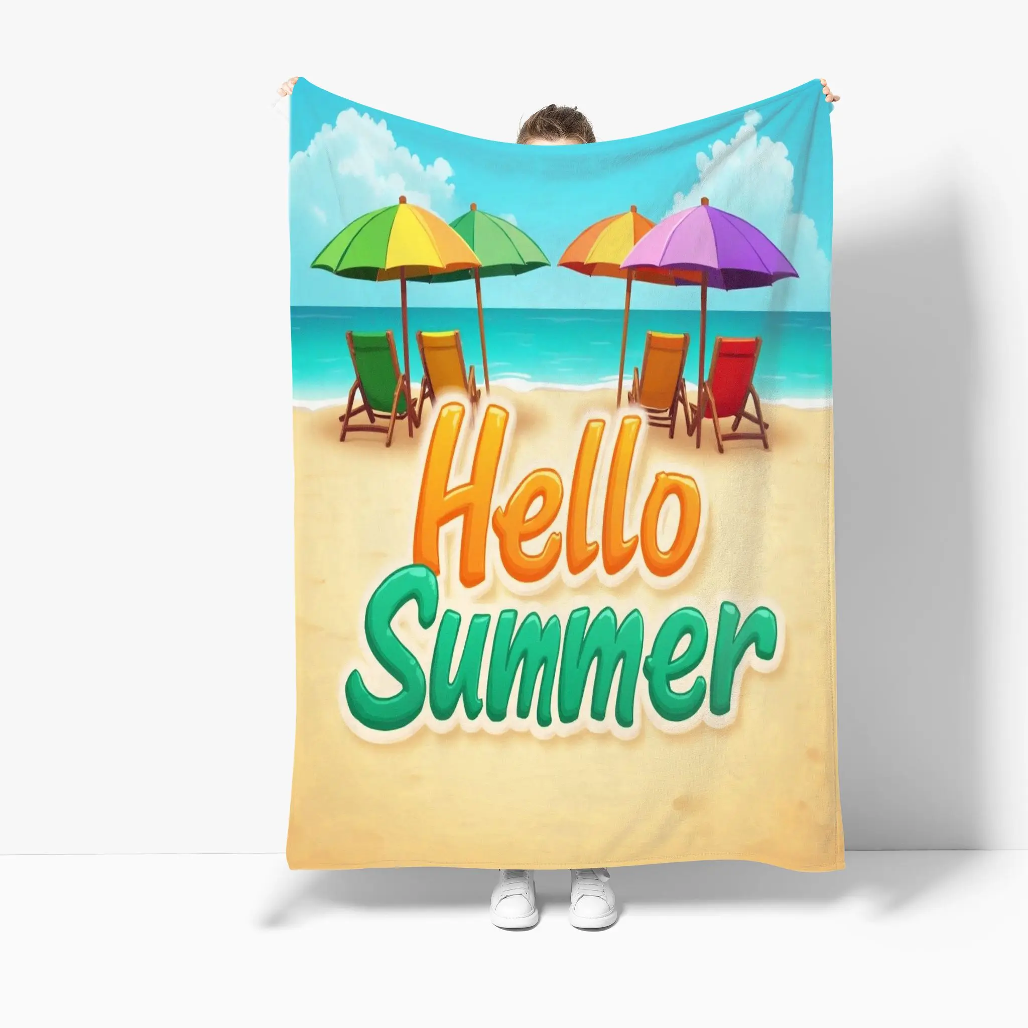 

VIKAMA Cartoon Summer Beach Ins Style Cover Blanket Comfortable Home Bedroom Air Conditioning Room Sofa Blanket Home Decoration
