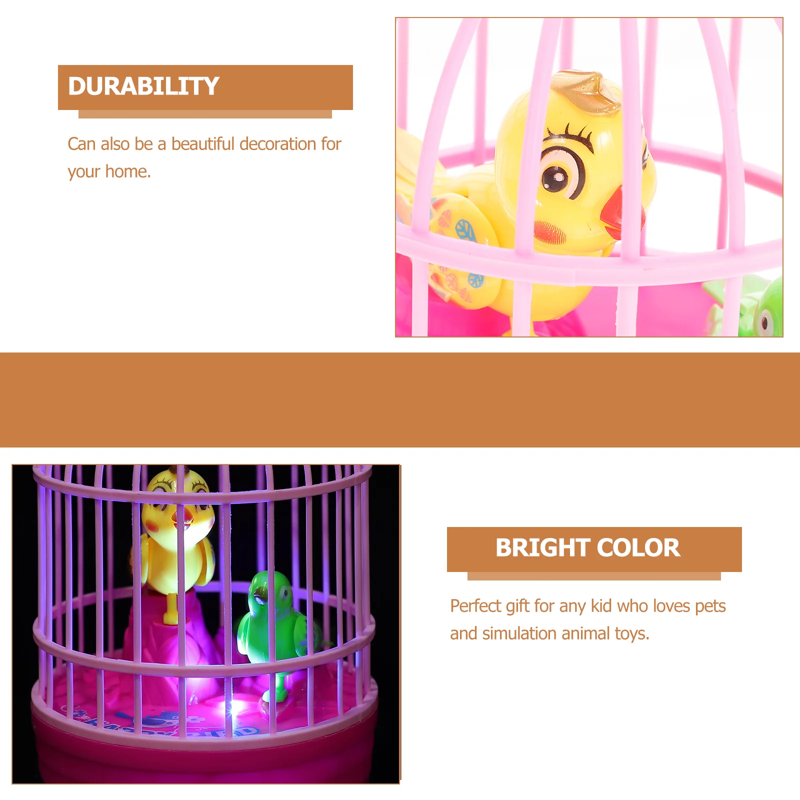 1PC Imitation Parrot Cage Toy Electric Lighting Inductive Voice Control Bird Cage Toy Educational Toy for Children Kids Without