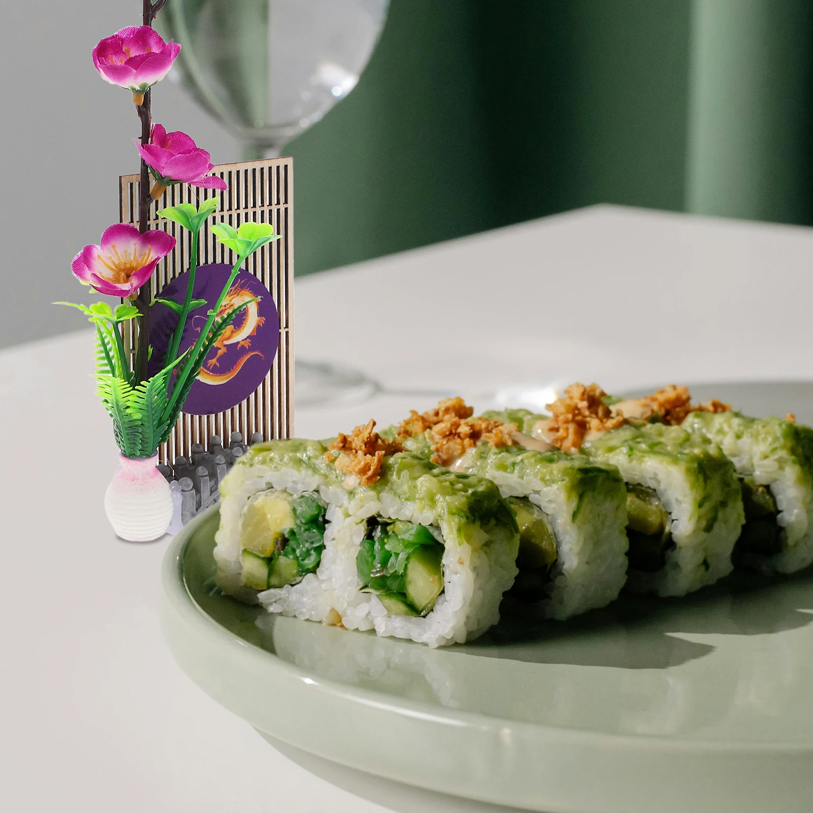 

Sushi Plate Decoration Fake Flowers Japanese Style Cold Dish Ornament for Restaurant Home Use Elegant Dish Enhancer