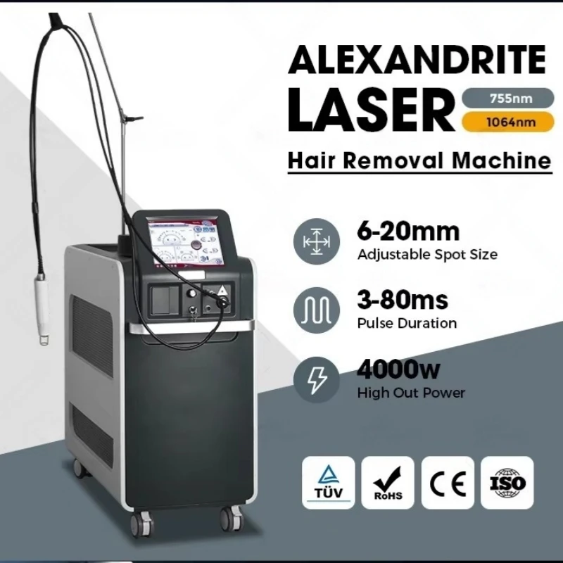

Alexandrite 755nm1064nm Permanently Hair Removal Machine Long Pulsed Nd YAG Laserm Alexandrite Hair Remover
