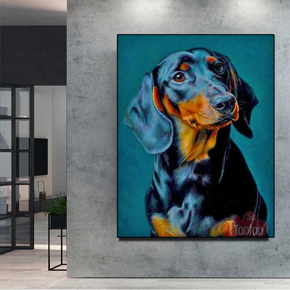 Full Diamond Embroidery Mosaic Dachshund Puppy Picture DIY 5D Diamond Painting Animal Cross Stitch Home Decor Handcraft Gift