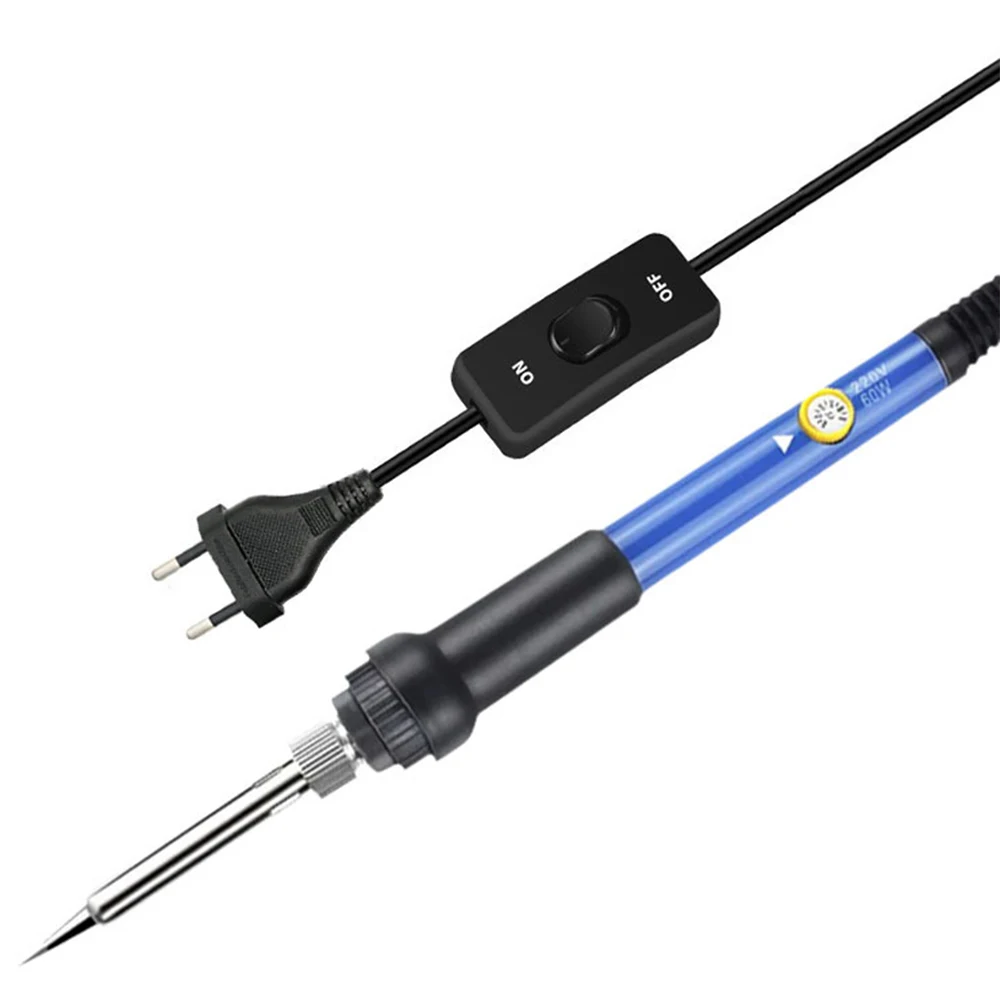 Adjustable Temperature Electric Soldering Iron with Control Switch 220V 110V 60W Welding Solder Rework Station Heat Pencil Tips