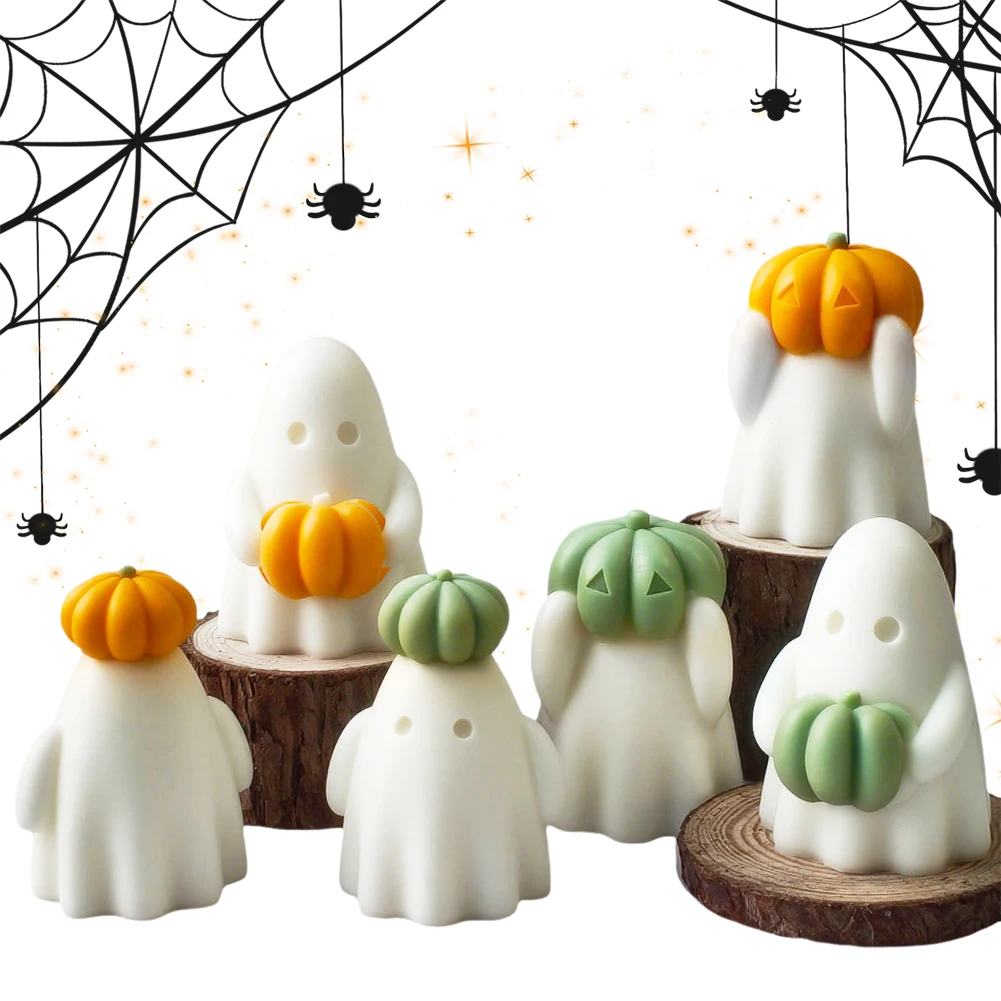 

Силиконовая форма для свечей в виде призрака на Хэллоуин, для декораций в виде тыквы и призраков, для создания жуткого праздничного декора и подарков ручной работы