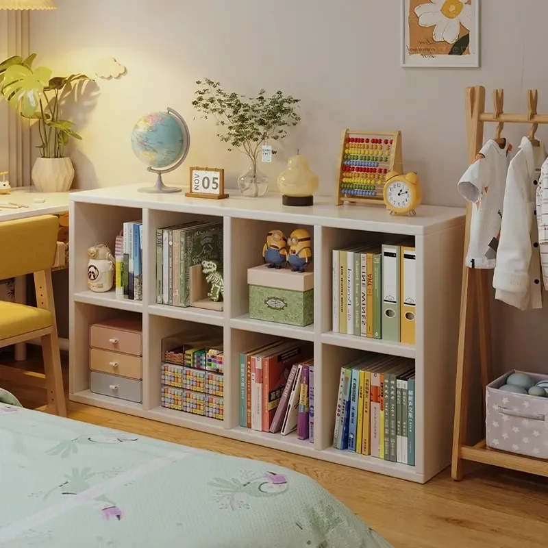 for Bookcase Shelf Integrated Floor to Wall Bookshelf Household Living Room Storage Locker Combination Eight Grid Low Lattice