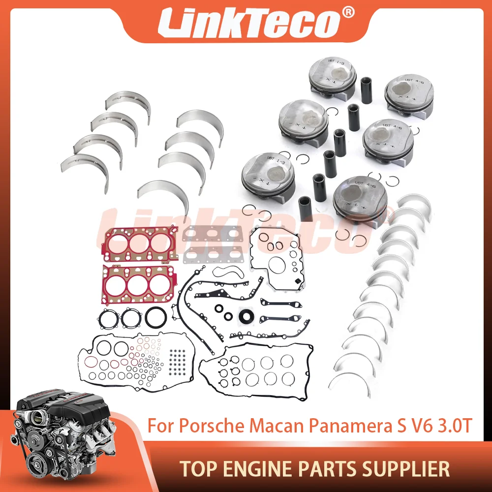Kit de Reparo e Retífica de Motor: Juntas do Cabeçote, Retentores, Pistões e Anéis, Rolamentos para Motores 3.0L T Porsche Panamera Macan S 4S GTS 970 95B