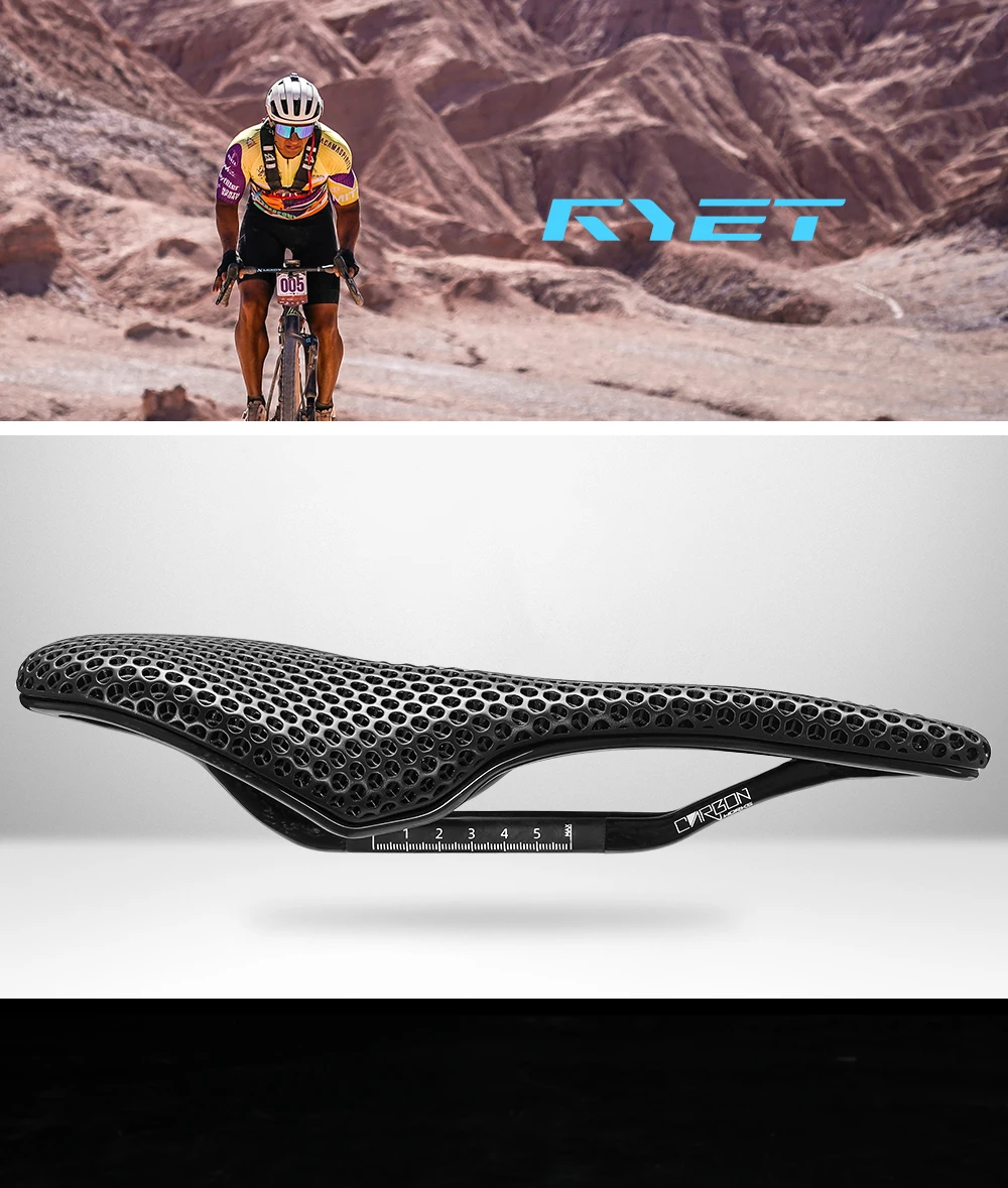2026 RYET Carbon 3D-Gedruckter Fahrradsattel, 145mm Leichter Rennrad MTB Mountainbike Sitzkissen Fahrrad-Sitzzubehör – Detail 12