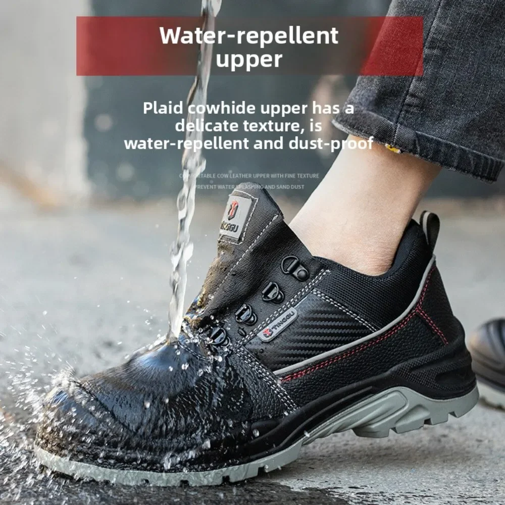 Men Steel Toe Work Safety Shoes Anti Static Anti Smashing Anti Piercing Wear Resistant Leather Labor Protection Boots