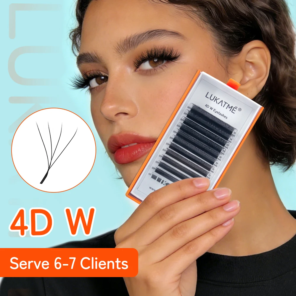 LUKATME Automatic Flowering W Shape Bloom 4D Premade Fans Speed Eyelash Extensions Natural Soft Light Full Dense Mink Lash